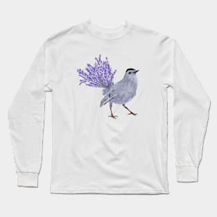 Cat Bird + Lavender Long Sleeve T-Shirt